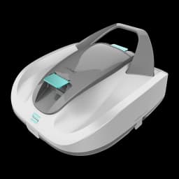 Cecotec Conga Pooldroid 3000 FloorMaster Gris, vue en perspective: poignée de transport, couvercle gris et détails turquoise