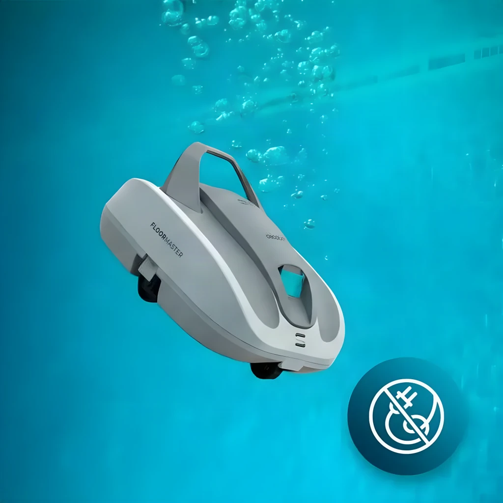 Cecotec Conga Pooldroid 3000 FloorMaster Gris, vue sous-marine: robot immergé en piscine avec bulles et icône sans fil