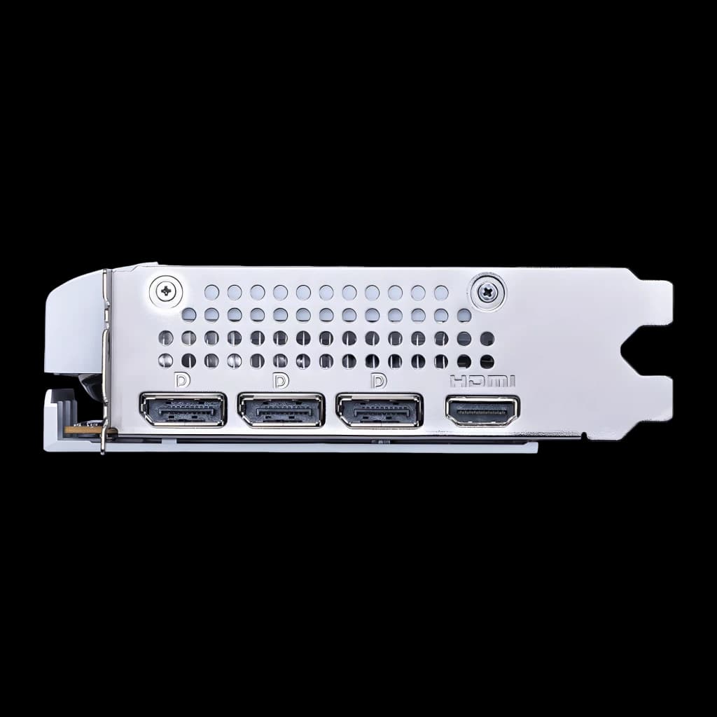 MSI GeForce RTX 5060 VENTUS 2X OC 8GB blanca, panel de salida: 3x DisplayPort y 1x HDMI en bracket metálico blanco