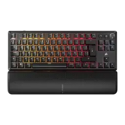 Corsair K70 Core TKL Wireless RGB MLX Red rouge, vue du dessus: éclairage RGB dégradé orange-rouge, disposition espagnole