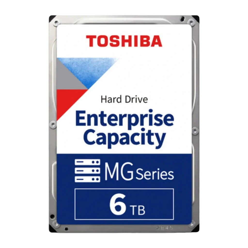 Toshiba MG10-D MG10SDA600E 6TB, vista frontal: etiqueta Enterprise Capacity MG Series, tornillos laterales visibles