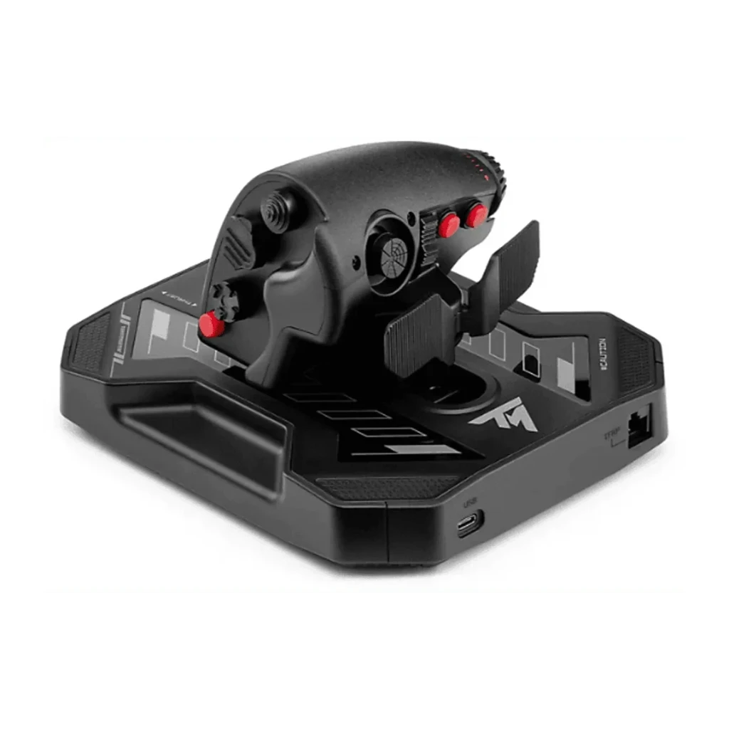 Thrustmaster Joystick HOTAS Sol-R 4 Noir PC, vue ensemble: joystick et manette des gaz noirs avec boutons rouges - Ítem1