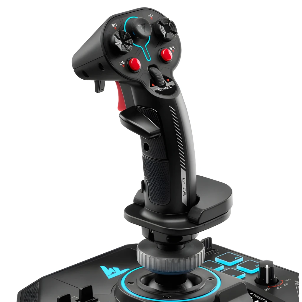 Thrustmaster Joystick HOTAS Sol-R 4 Noir PC, vue ensemble: joystick et manette des gaz noirs avec boutons rouges - Ítem4