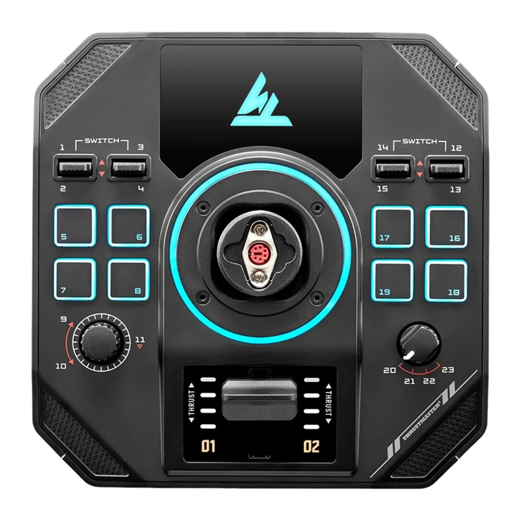 Thrustmaster Joystick HOTAS Sol-R 4 Noir PC, vue ensemble: joystick et manette des gaz noirs avec boutons rouges - Ítem3