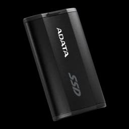 ADATA SSD Externo SD810 4TB preto, vista frontal em ângulo: corpo de alumínio com logo ADATA e texto SSD gravado