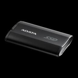 ADATA SD810 4TB preto, vista em perspectiva: face superior com logo ADATA e SSD, lateral com porta USB-C