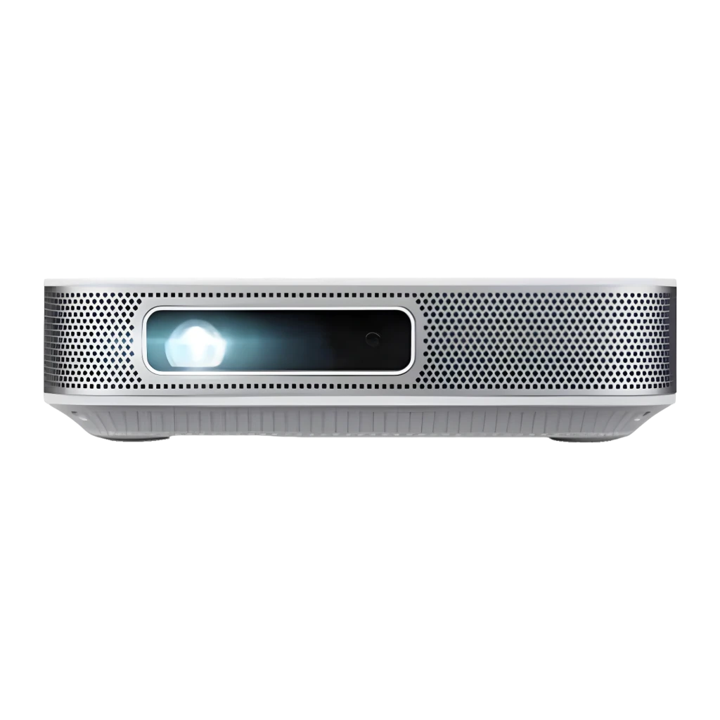Acer Projecteur PD1520s DLP Full HD 1080p Argent, vue avant-dessus: objectif, grille haut-parleur argentée et logo Acer - Ítem5