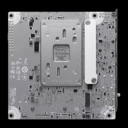 MSI MPG X870I Edge TI Evo WiFi Blanche, vue arrière du PCB: backplate AM5 métallique et composants soudés