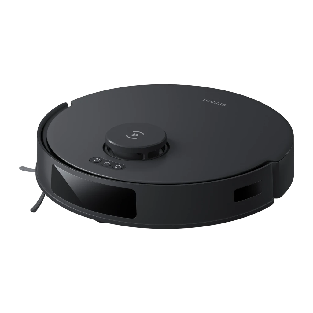 Ecovacs Deebot N20 Pro Plus negro, vista superior: robot aspirador solo con torre LiDAR central y botones táctiles frontales