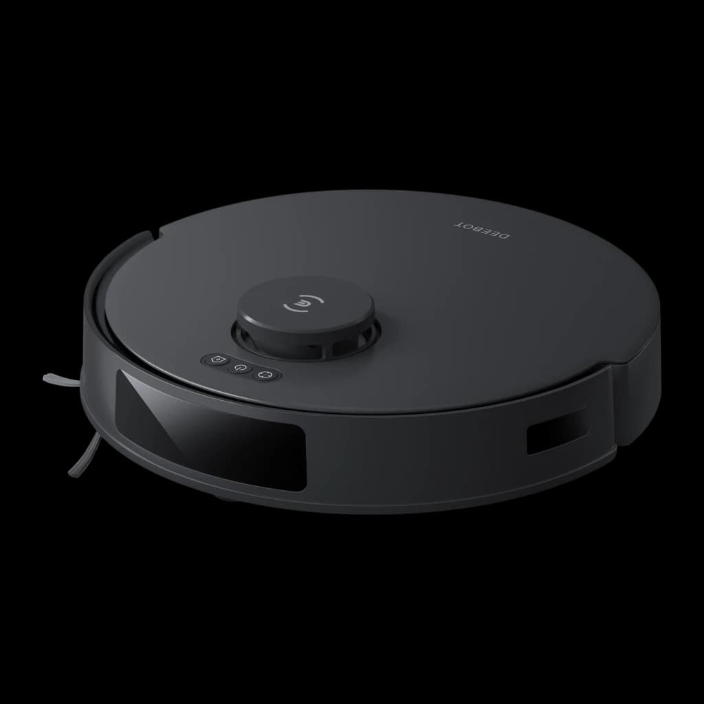 Ecovacs Deebot N20 Pro Plus negro, vista superior: robot aspirador solo con torre LiDAR central y botones táctiles frontales