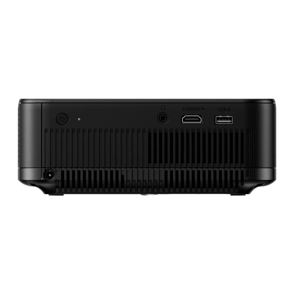 Epson V11HB73140 700lm 3LCD 4K noir, vue avant en angle: objectif, logo Bose et grille latérale - Ítem1