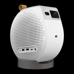 BenQ Videoproyector GV50 500lm 1080p Blanco, vista trasera-lateral: puertos USB HDMI y audio visibles en la parte inferior