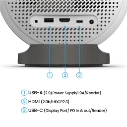 BenQ Videoproyector GV50 500 lúmenes 1080p Blanco, panel trasero: puertos USB-A, HDMI 2.0b y USB-C señalizados