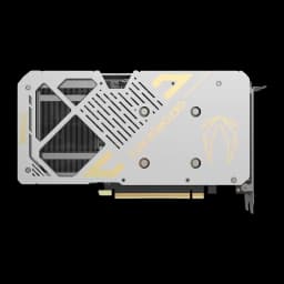 ZOTAC RTX 5060 Ti 16GB Twin Edge OC branco, vista traseira: backplate branco com grades de ventilação e logo dourado