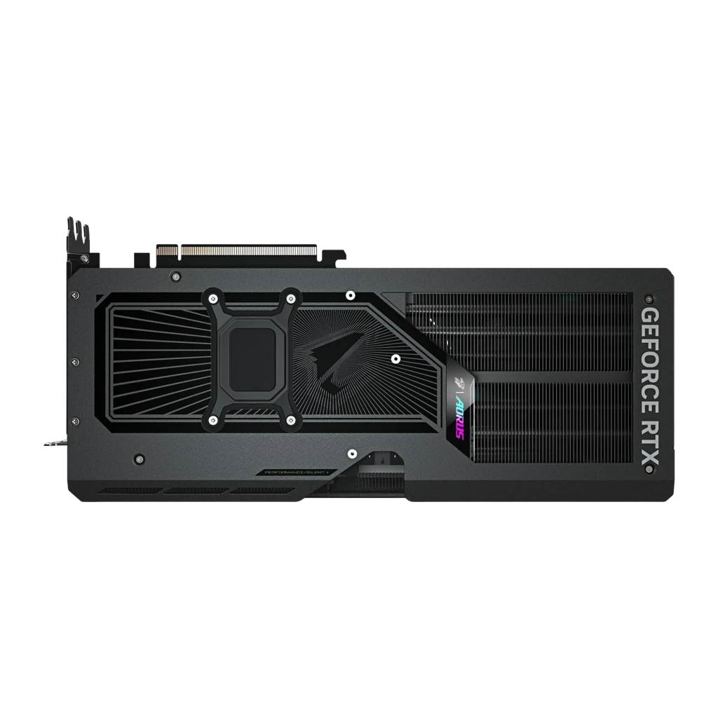 Gigabyte AORUS GeForce RTX 5070 Master 12GB preto, kit com caixa: placa com RGB aceso ao lado da caixa laranja e preta AORUS - Item2