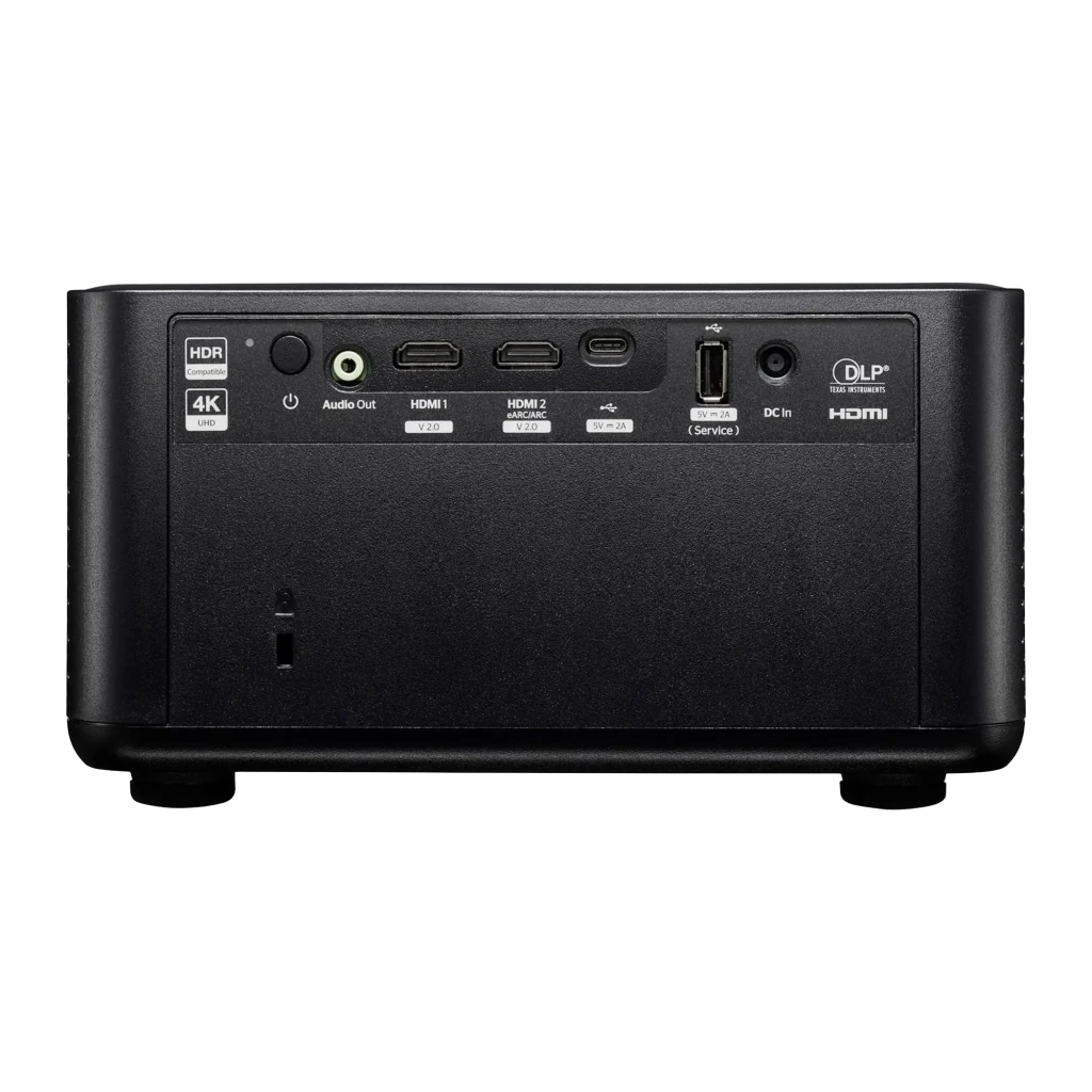 Optoma Photon Life PK32 4K UHD noir, vue avant-latérale: objectif, capteur autofocus et grille latérale visibles - Ítem2