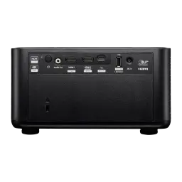 Optoma Photon Life PK32 4K UHD negro, vista trasera: puertos HDMI 1, HDMI 2 eARC, USB, Audio Out y DC In etiquetados