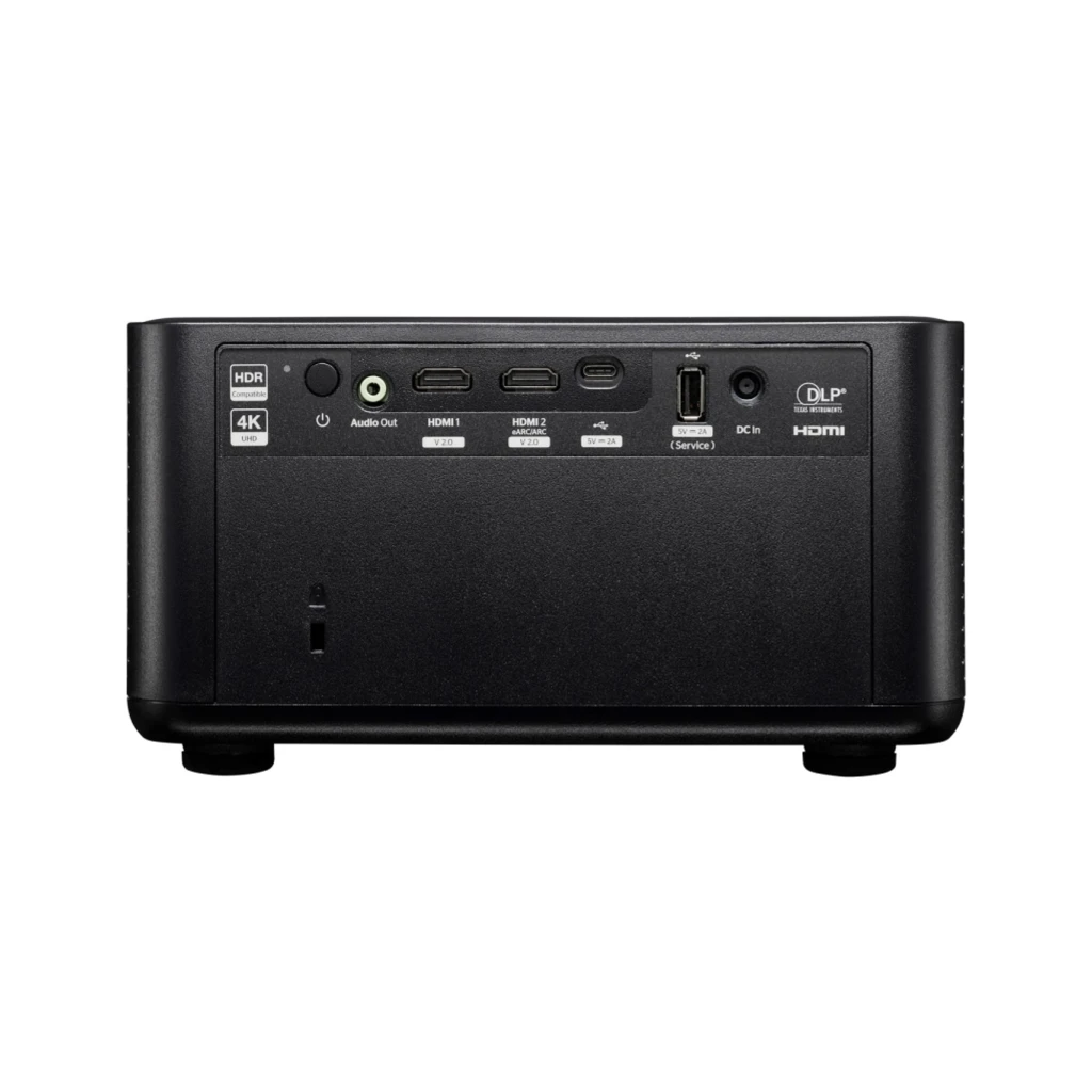 Optoma Photon Life PK32 4K UHD noir, vue avant-latérale: objectif, capteur autofocus et grille latérale visibles - Ítem3