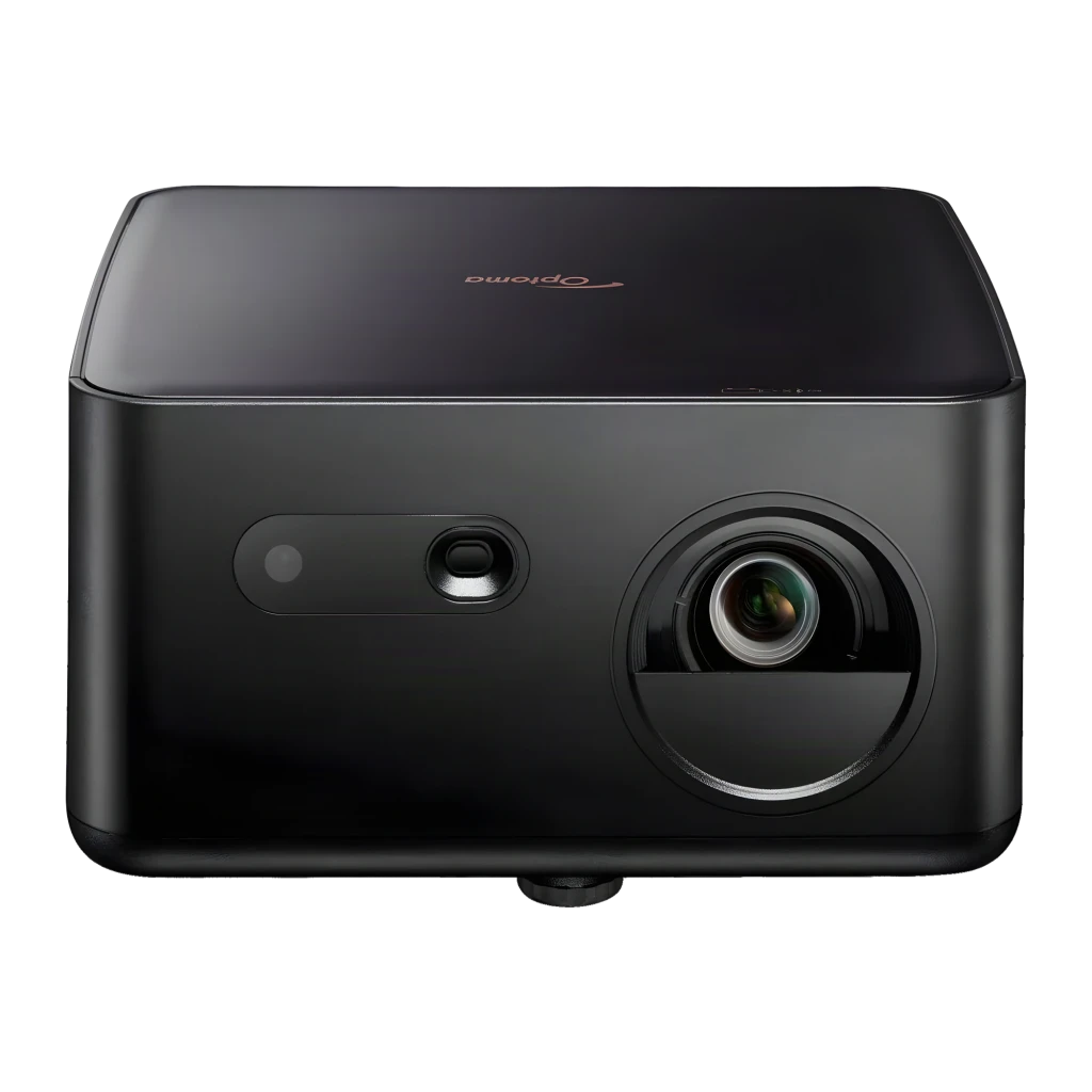 Optoma Photon Life PK32 4K UHD noir, vue avant-latérale: objectif, capteur autofocus et grille latérale visibles - Ítem6