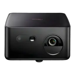 Optoma Photon Life PK32 4K UHD negro, vista frontal: objetivo circular, sensor y logo Optoma en parte superior