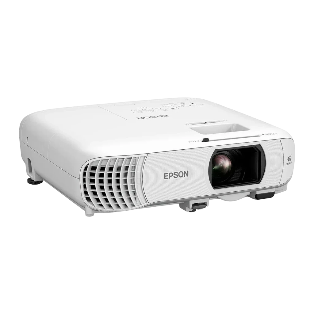 Epson EH-TW840 3LCD 1080p blanc, vue de face: objectif central, grille de ventilation et logo Epson - Ítem2