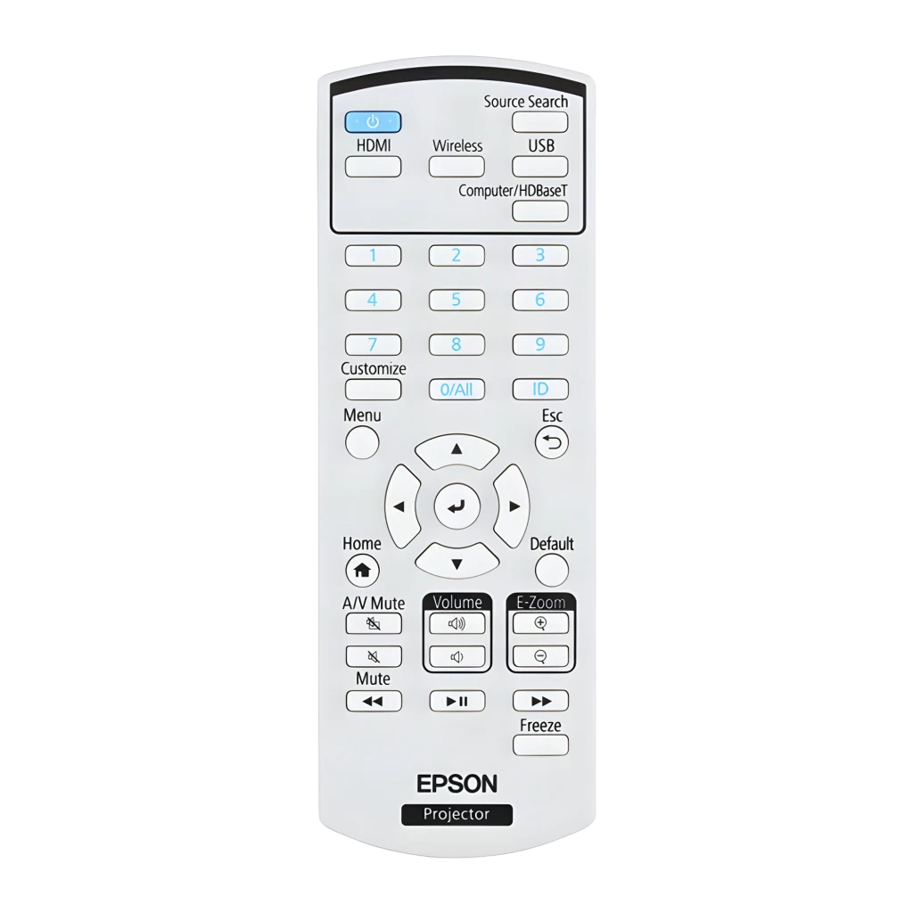 Epson EH-TW840 3LCD 1080p blanc, vue de face: objectif central, grille de ventilation et logo Epson - Ítem5