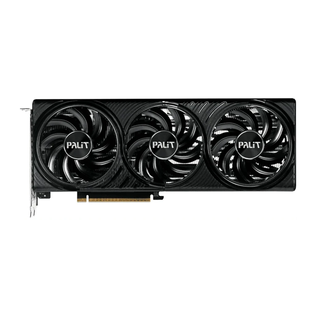 Palit GeForce RTX 5060 Ti Infinity 3 OC 16GB negra, vista con caja: tarjeta gráfica triple ventilador junto a su caja - Ítem3