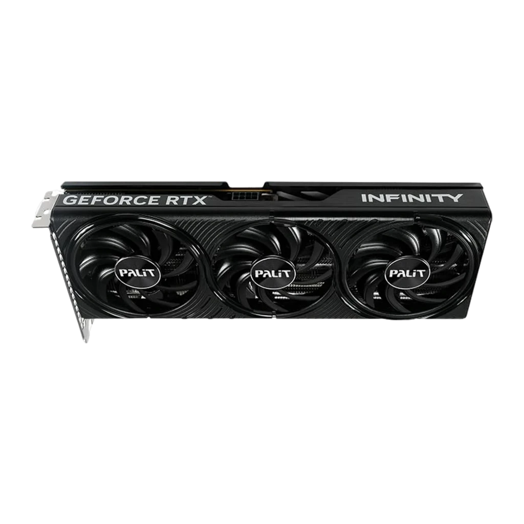 Palit GeForce RTX 5060 Ti Infinity 3 OC 16GB negra, vista con caja: tarjeta gráfica triple ventilador junto a su caja - Ítem1
