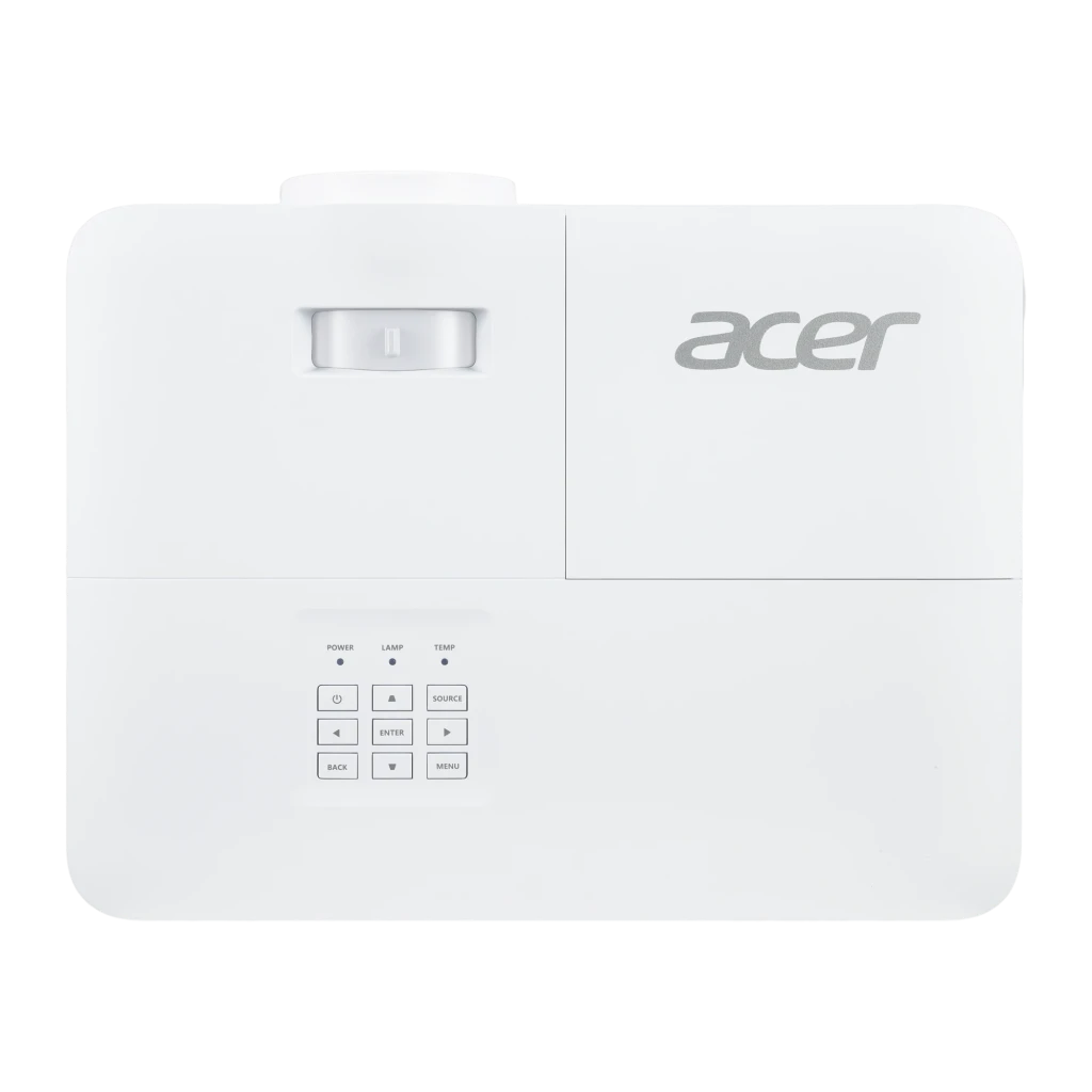 Acer Projecteur H6546 1080p 5200lm DLP blanc, vue de face: objectif éclairé, grilles latérales et logo Acer - Ítem5