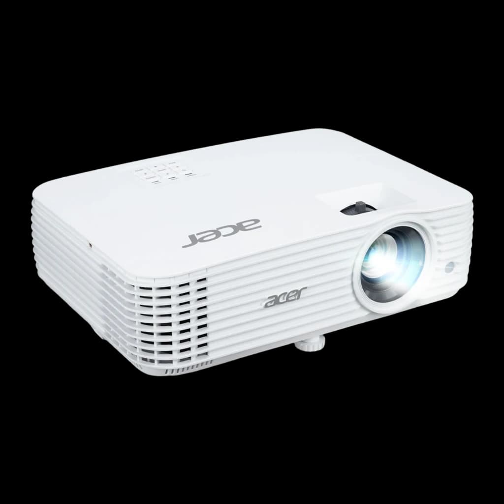 Acer Projecteur X1526 Full HD 4000lm DLP Blanc, vue latérale-avant: panneau de boutons supérieur et objectif