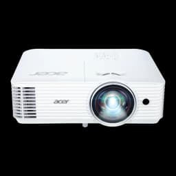 Acer Projecteur S1287 DLP XGA 4000lm blanc, vue de face: objectif grand-angle éclairé et grilles de ventilation latérales