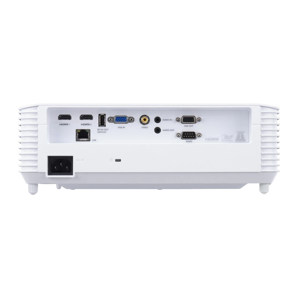 Acer Projecteur S1287 DLP XGA 4000lm blanc, vue de face: objectif grand-angle éclairé et grilles de ventilation latérales - Ítem1