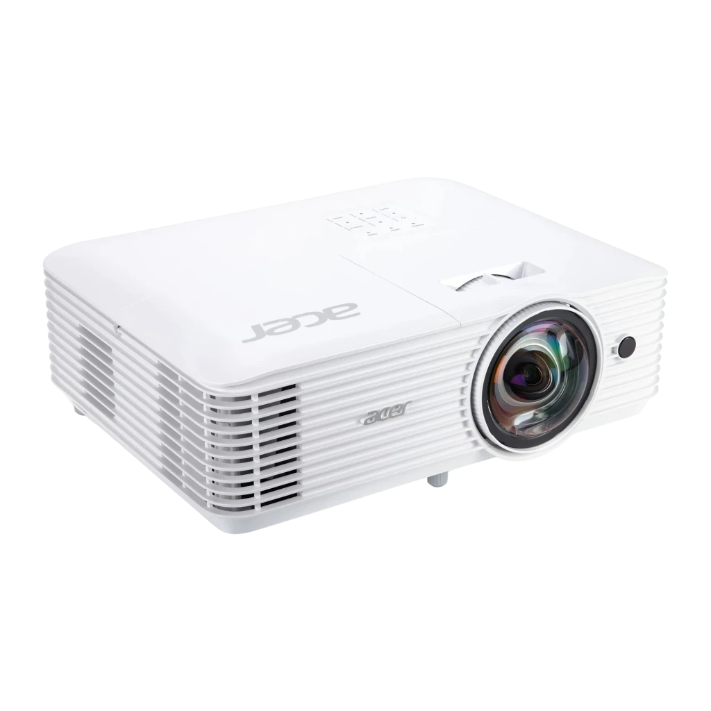 Acer Projecteur S1287 DLP XGA 4000lm blanc, vue de face: objectif grand-angle éclairé et grilles de ventilation latérales - Ítem2