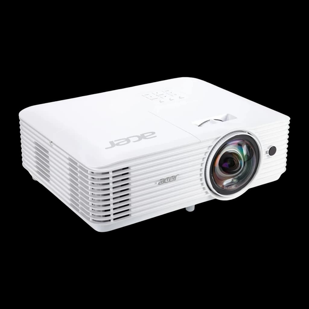 Acer Projecteur S1287 DLP XGA 4000lm blanc, perspective avant-gauche: objectif et panneau supérieur avec boutons