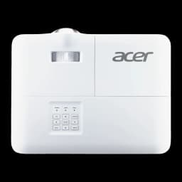 Acer Projecteur S1287 DLP XGA 4000lm Blanc, vue de dessus: panneau de commande, grille de ventilation et logo Acer