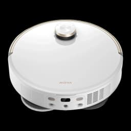 MOVA Dreame V50 Ultra Complete blanc, vue avant-dessus: corps rond, capteur LiDAR doré, serpillières et grilles visibles