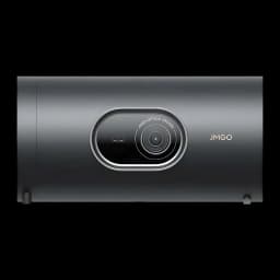 JMGO PicoPlay+ Proyector con Trípode 16GB gris, vista frontal: lente óptica central oval y logo JMGO