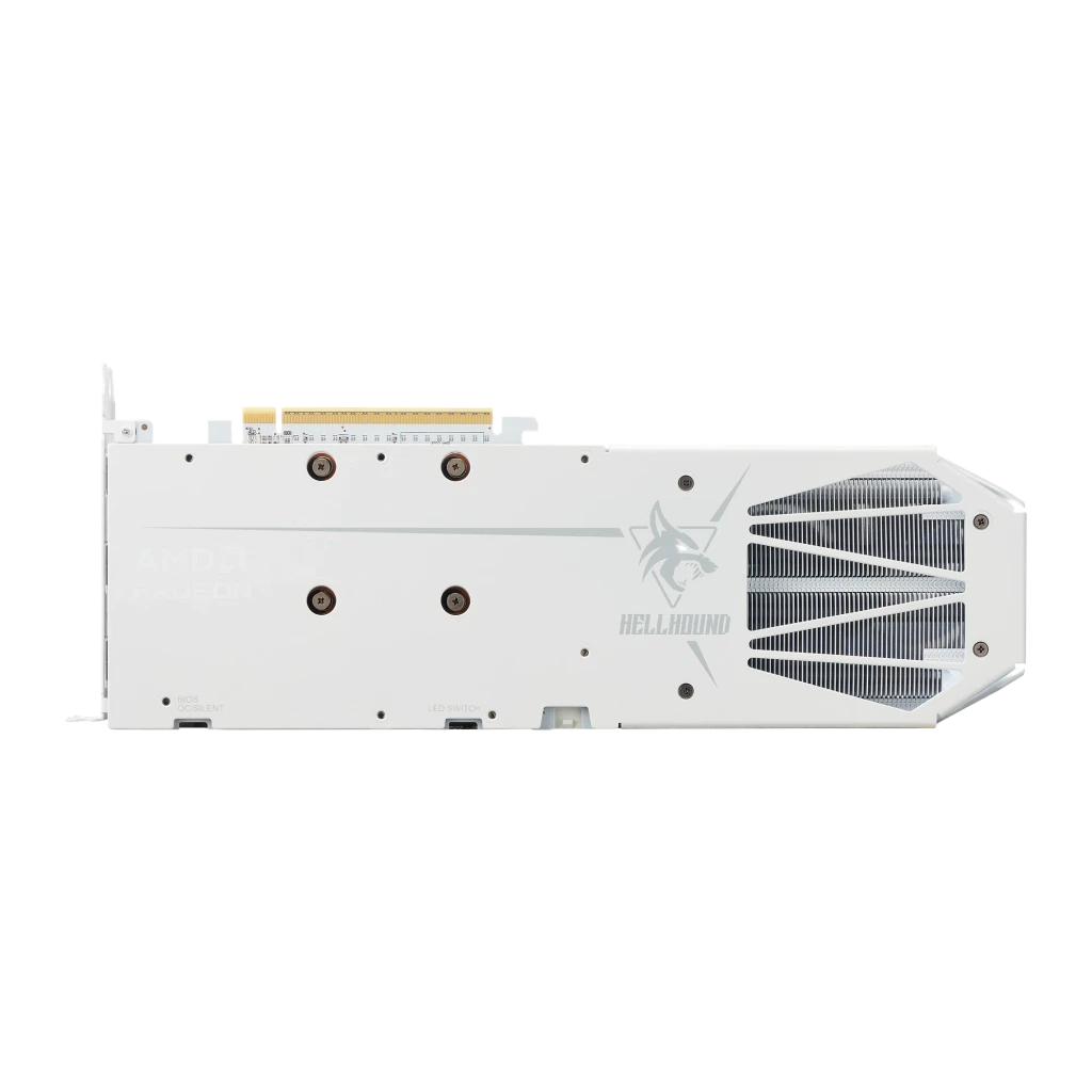 PowerColor Radeon RX 9060 XT Hellhound OC 16GB branco, kit completo: placa gráfica branca com três ventoinhas ao lado - Item2