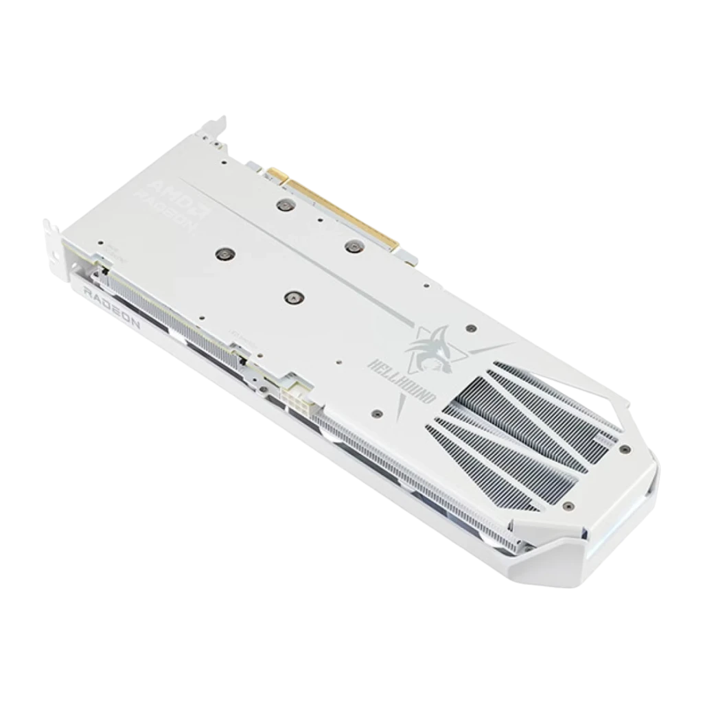 PowerColor Radeon RX 9060 XT Hellhound OC 16GB branco, kit completo: placa gráfica branca com três ventoinhas ao lado - Item3