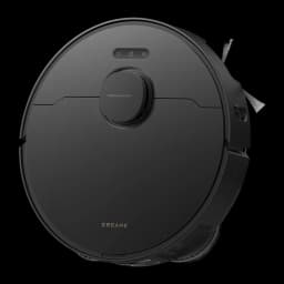 Dreame Robot aspirateur L50 Ultra AE noir, vue du dessus: tourelle LiDAR centrale, boutons de commande et brosse latérale