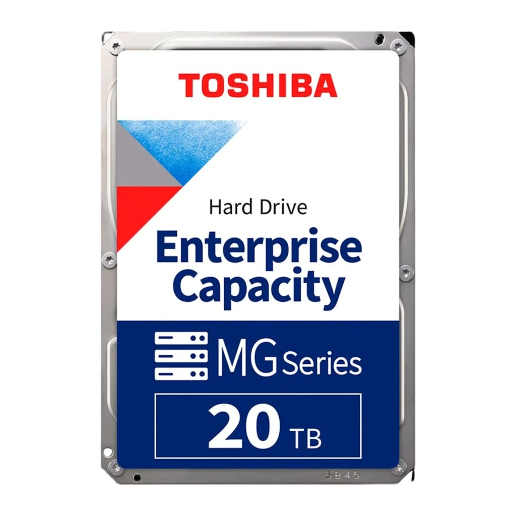 Toshiba MG10 Series MG10SCA20TE 20TB, vue de face: étiquette Enterprise Capacity MG Series 3,5 argenté