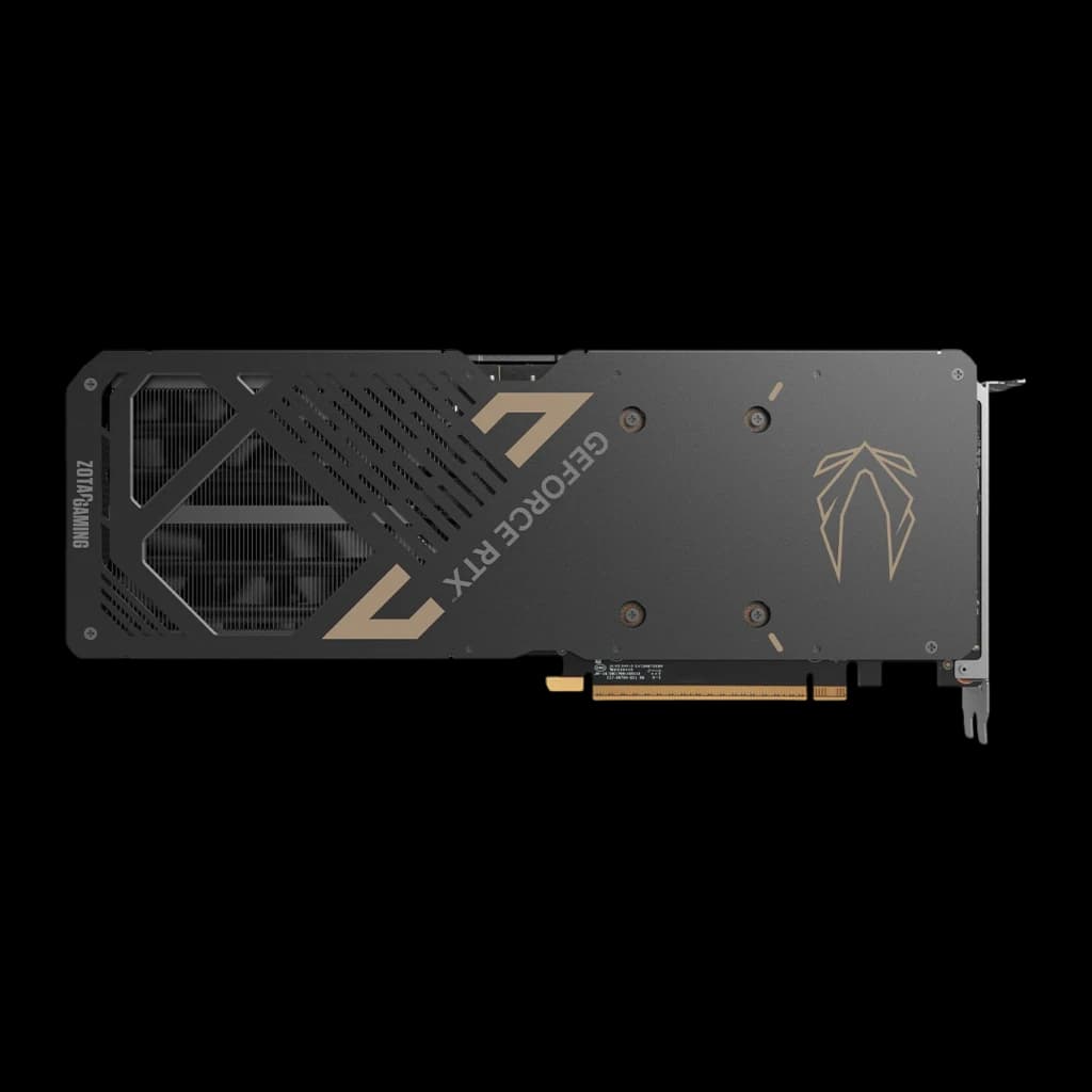 Zotac GAMING GeForce RTX 5070 SOLID OC 12GB noir, vue arrière: backplate avec logo RTX et connecteur PCIe visible