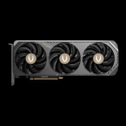 Zotac GAMING RTX 5070 SOLID OC 12GB, vue avant: trois ventilateurs avec moyeu doré et shroud gris foncé