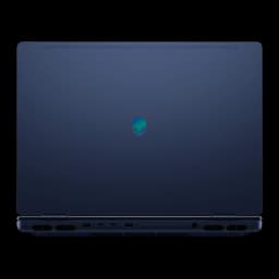 Alienware Aurora 16X 1TB azul, vista traseira centrada: tampa plana com logo alienígena e grelhas de ventilação inferiores