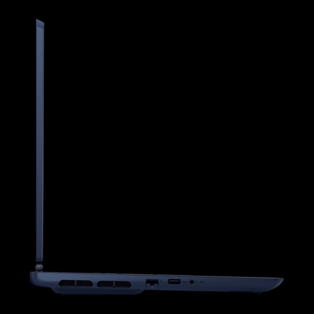Alienware Aurora 16X 1TB azul, vista lateral direita: grades de ventilação, porta RJ45, USB-A e jack de áudio
