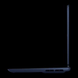 Alienware Aurora 16X 1TB azul, vista lateral: perfil fino, dobradiça e grades de ventilação inferiores visíveis