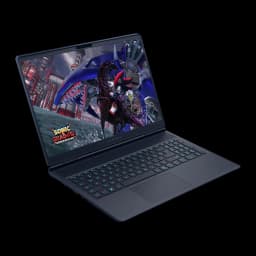 Alienware Aurora 16X 1TB azul, vista frontal em ângulo: ecrã 16" com jogo Sonic Shadow Generations e teclado RGB