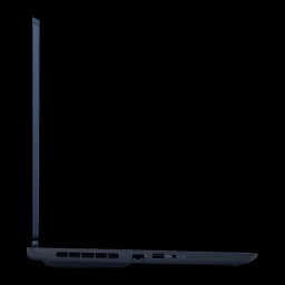 Alienware Aurora 16 1TB Indigo, lateral derecho: rejilla de ventilación, puerto USB-A, jack audio y grosor del chasis