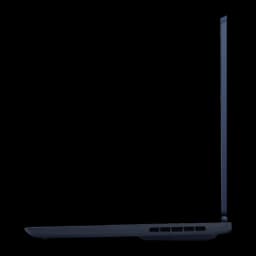 Alienware Aurora 16 1TB Indigo, vista lateral: perfil delgado con rejillas de ventilación y pantalla abierta en vertical