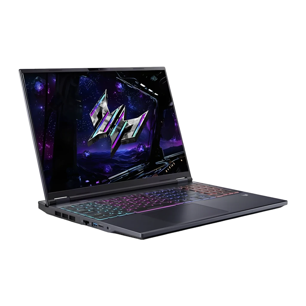 Acer Predator Helios Neo 16 AI 1TB Negro, vista frontal: pantalla con logo Predator y teclado RGB multicolor iluminado - Ítem3